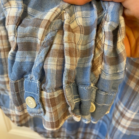 CP Shades Plaid Popover Teton Tunic Top Linen Sz X Small - Picture 4 of 12